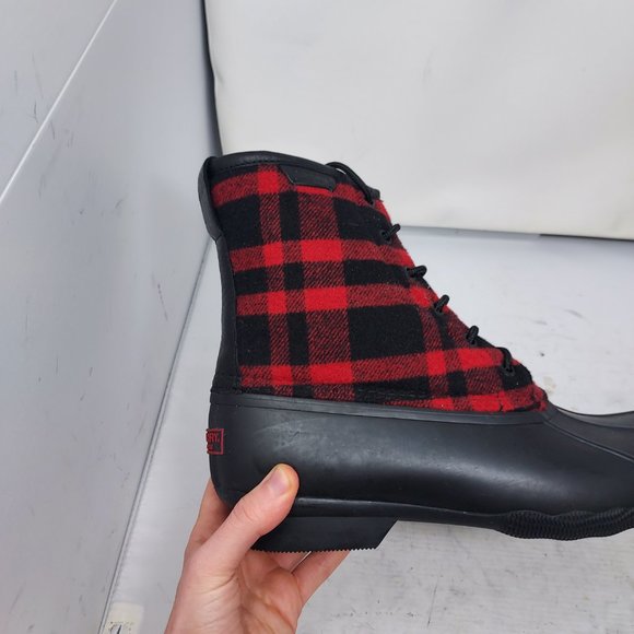 Sperry Black Red Plaid Duck Snow Winter Boot main image 5